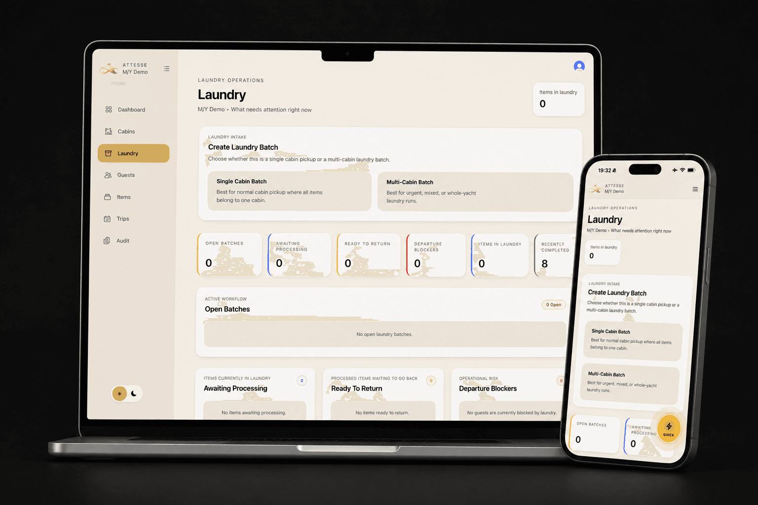 Attesse laundry operations dashboard